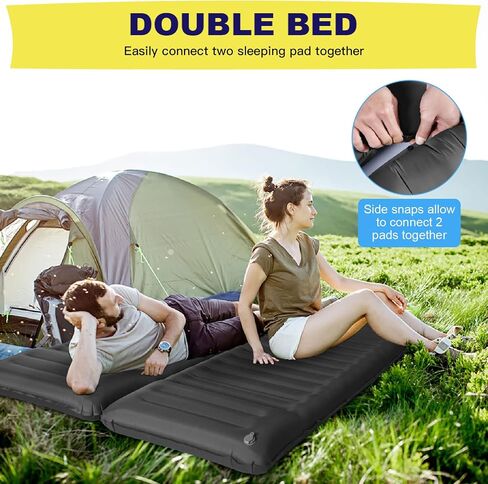 Double Sleeping Pad, Self Inflating 2 Person Camping Mat Extra Thick Ultralight Inflatable Camping Pad with Pillow Built-in Foot Pump for Camping Hiking Backpacking Tent Traveling in Saudi Arabia