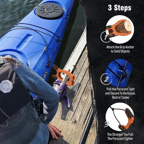 NEW-Vi Kayak Anchor- with 2pcs 16.4ft Paracord- Kayak Fishing Accessories for and Float Tube- Canoe Accessories with Teeth Brush Clamp Anchor- Fishing Boat Camping- Rubber Grips in Saudi Arabia