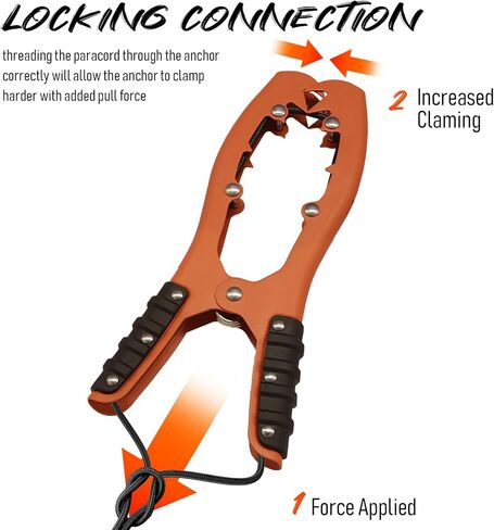 NEW-Vi Kayak Anchor- with 2pcs 16.4ft Paracord- Kayak Fishing Accessories for and Float Tube- Canoe Accessories with Teeth Brush Clamp Anchor- Fishing Boat Camping- Rubber Grips in Saudi Arabia
