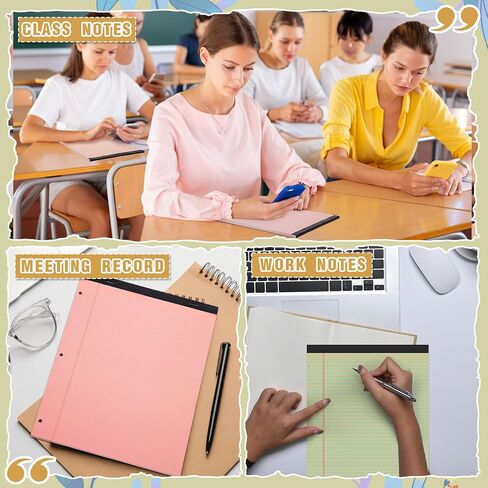 Fuutreo 12 Pcs 8.5'' x 11'' Colored Legal Pad 3 Hole Punched Writing Pads Narrow Ruled 50 Sheets Per Notepad Micro Perforated Writing Pad Note Pads Office Supplies (Bright Colors) in Saudi Arabia