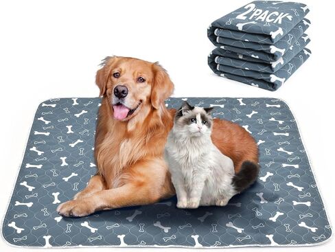 Washable Large Dog Pee Pads with Puppy Grooming Gloves，Reusable Waterproof Dog Pee Pads Non-Slip Whelping Pads Leakproof Urine Pet Training Pads for Potty Wshable Puppy Pads. in Saudi Arabia
