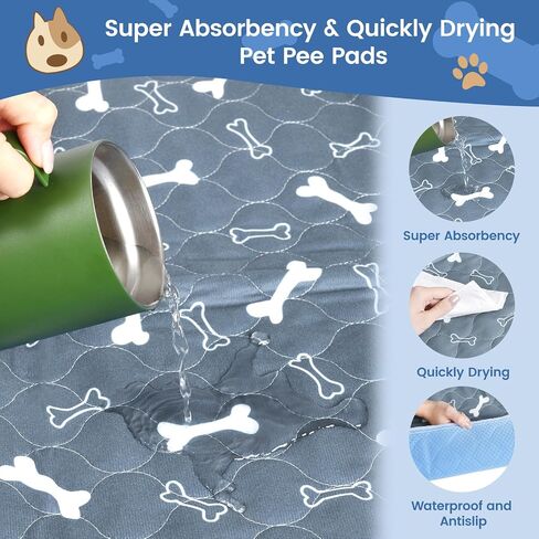 Washable Large Dog Pee Pads with Puppy Grooming Gloves，Reusable Waterproof Dog Pee Pads Non-Slip Whelping Pads Leakproof Urine Pet Training Pads for Potty Wshable Puppy Pads. in Saudi Arabia