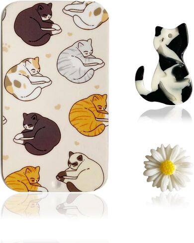 Cute Cat Needle Case Magnetic Sewing Storage Oraganizer Box and Kitten Needle Minder for Embroidery Cross Stitch Needlework Craft Accessories (Black) in Saudi Arabia