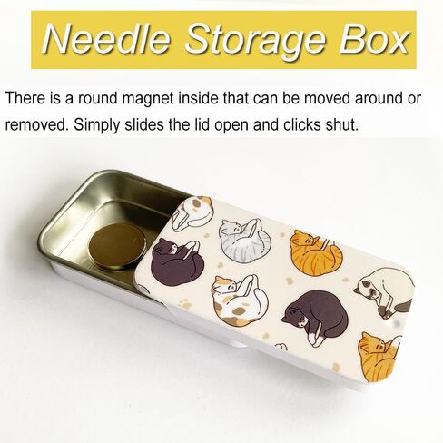 Cute Cat Needle Case Magnetic Sewing Storage Oraganizer Box and Kitten Needle Minder for Embroidery Cross Stitch Needlework Craft Accessories (Black) in Saudi Arabia