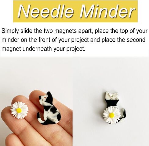 Cute Cat Needle Case Magnetic Sewing Storage Oraganizer Box and Kitten Needle Minder for Embroidery Cross Stitch Needlework Craft Accessories (Black) in Saudi Arabia