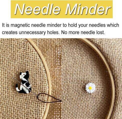 Cute Cat Needle Case Magnetic Sewing Storage Oraganizer Box and Kitten Needle Minder for Embroidery Cross Stitch Needlework Craft Accessories (Black) in Saudi Arabia