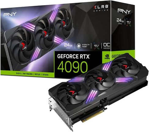PNY GeForce RTX™ 4090 24GB XLR8 Gaming VERTO™ EPIC-X RGB™ Triple Fan Graphics Card DLSS 3 (ARGB, 384-bit PCIe 4.0, GDDR6X, Supports 4k, Anti-Sag bracket, HDMI/DisplayPort) in Saudi Arabia