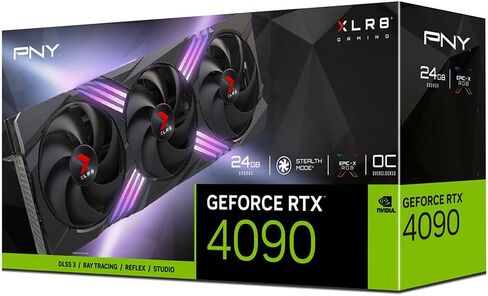 PNY GeForce RTX™ 4090 24GB XLR8 Gaming VERTO™ EPIC-X RGB™ Triple Fan Graphics Card DLSS 3 (ARGB, 384-bit PCIe 4.0, GDDR6X, Supports 4k, Anti-Sag bracket, HDMI/DisplayPort) in Saudi Arabia