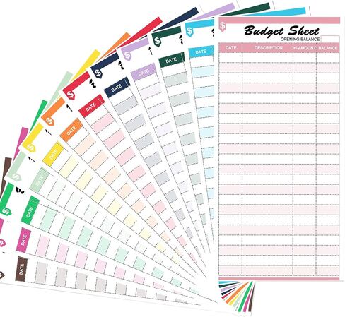 Homtable 120 Pieces Expense Tracker Budget Sheets Money Trackers for Cash Budget Binder Envelopes Inserts and Budget Planner(6.42 x 3.15 inches) (Multicolored) in Saudi Arabia