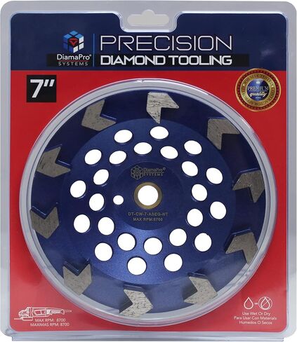 أنظمة DiamaPro DT-CW-7-ASEG-NT عجلة كأس طحن خرسانية غير ملولبة 7 بوصات 10 قطع للطحن والتحضير وإزالة الغراء/الجص/الطلاء in Kuwait