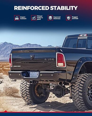 KYX Rear Bumper Compatible for 2009-2018 Dodge Ram 1500/Ram 2500 3500/2019-2023 Ram 1500 Classic, Black Rear Step Bumper Without Sensor Hole and Dual Exhaust Cut-Outs, Replacement for CH1103120 in Saudi Arabia