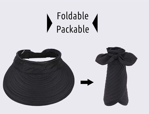 Simplicity 2in1 Beach Visor Hat Black and Straw Fedora Hat Grey in Saudi Arabia