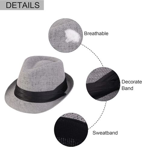 Simplicity 2in1 Beach Visor Hat Black and Straw Fedora Hat Grey in Saudi Arabia
