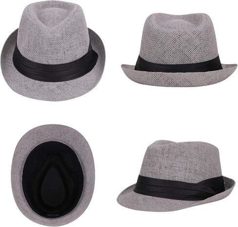 Simplicity 2in1 Beach Visor Hat Black and Straw Fedora Hat Grey in Saudi Arabia