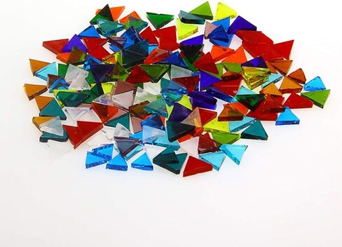 Mosaic Tiles Mixed Color Mosaic Glass Pieces Mosaic Tiles Glass for Home Decoration or DIY Crafts 200 g Triangle 0.6x0.6 inch - Blue Mix in Saudi Arabia