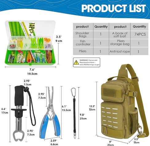 THKFISH 79 Pcs Fishing Tool Kit, Fishing Backpack with Tackle Boxes Fishing Pliers Kit Fishing Bait Lure Gear Kit Include Fish Hook Remover, Fishing Lures, Lip Gripper in Saudi Arabia