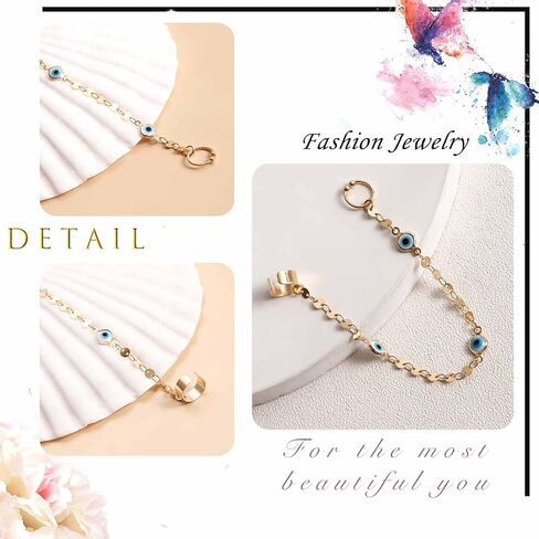 Zeshimb Punk Fake Nose Ring Hoop Ethnic Nose Rings with Chain Tassel Non-Piercing Gold Sequins Nose to Ear Chain Jewelry Indian Nose Ring Studs Nostril Body Accessories for Women Girls in Saudi Arabia