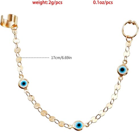 Zeshimb Punk Fake Nose Ring Hoop Ethnic Nose Rings with Chain Tassel Non-Piercing Gold Sequins Nose to Ear Chain Jewelry Indian Nose Ring Studs Nostril Body Accessories for Women Girls in Saudi Arabia