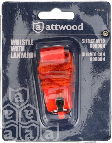 Attwood 11866-6 Safety Whistle, Plastic, Ball Type, Delivers Emergency Signal, Includes Lanyard, 2 ¼ Inches x ¾ Inch in Saudi Arabia