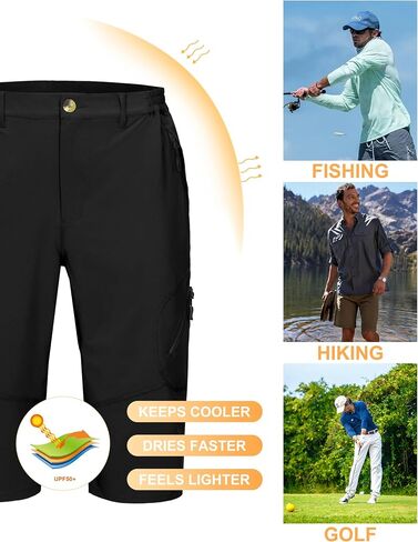 Little Donkey Andy Men's Sun Protection Capri Shorts UPF50+, Quick-Dry Performance 3/4 Hiking Pants Ripstop in Saudi Arabia