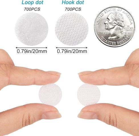 نقاط لاصقة ذاتية من Quefe 1400 قطعة بقطر 0.79 بوصة ونقاط حلقة وحلقة 20 مم خلفية لاصقة مستديرة للمدرسة والفصول الدراسية والحرف المنزلية والمكاتب (700 زوج أبيض) in Kuwait