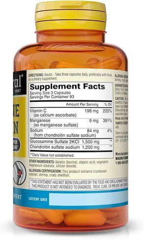 MASON NATURAL Glucosamine Chondroitin 1500/1200 with Vitamin C, Supports Joint Health for Normal Flexibility & Mobility*, 60 Capsules in Saudi Arabia