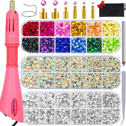 Generic Rhinestone Setter Kit: Bedazzle Your Wardrobe with Ease! Includes 5000 Rhinestones in 12 Colors and 3 Sizes in Saudi Arabia