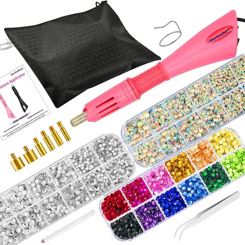 Generic Rhinestone Setter Kit: Bedazzle Your Wardrobe with Ease! Includes 5000 Rhinestones in 12 Colors and 3 Sizes in Saudi Arabia
