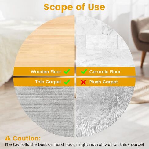 PETTOM Interactive Cat Toys for Indoor Cats, 2 Speeds with Colorful LED Light, Run Irregularly, USB Rechargeable Automatic Moving Indoor Cat Toys Adult with 3 Feather Accessories, Kitten Toys in Kuwait