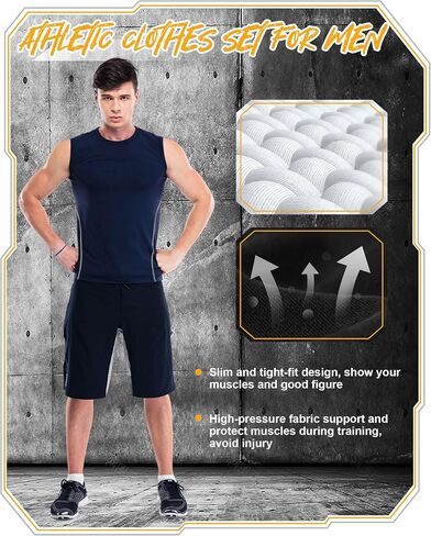 Bunnycool 6 Pack Men's Compression Tank Tops Sleeveless Shirt Dry Fit Sports Base Layer Athletic Running Gym Workout Shirts in Saudi Arabia