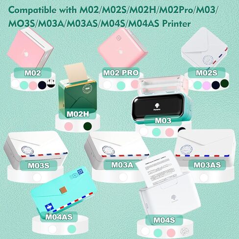 Mini Printer Paper, Compatible With M02/T02/M02S/M03/M03AS/M04S/ Sticky Note Printers, 50mm x 3.5m 3 Rolls Thermal Sticker Paper, Black Text on Light Pink/Blue/Purple, Stored for 10 Years in Kuwait