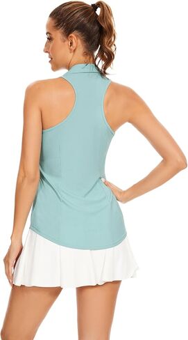 Soneven Women's Sleeveless Golf Shirts Ribbed Golf Tanks Tops UPF50+ Athletic Racerback Polo Shirts Tennis Tops in Saudi Arabia