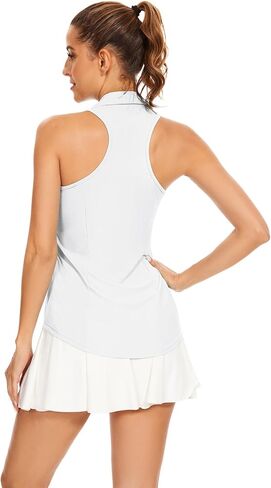 Soneven Women's Sleeveless Golf Shirts Ribbed Golf Tanks Tops UPF50+ Athletic Racerback Polo Shirts Tennis Tops in Saudi Arabia