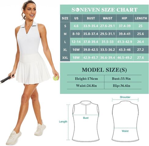 Soneven Women's Sleeveless Golf Shirts Ribbed Golf Tanks Tops UPF50+ Athletic Racerback Polo Shirts Tennis Tops in Saudi Arabia