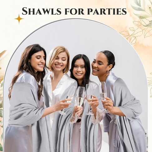 ShinyMatch 10 عبوات من شالات وأغطية الباشمينا وشاح نسائي كبير شال لف لفساتين السهرة الزفاف هدية الضيوف وصيفة العروس in Kuwait