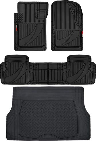Motor Trend FlexTough™ Advanced Performance Car Floor Mats & Cargo Liner - 4pc HD Rubber Floor Mats & Trunk Mat for Car SUV Van Auto in Saudi Arabia