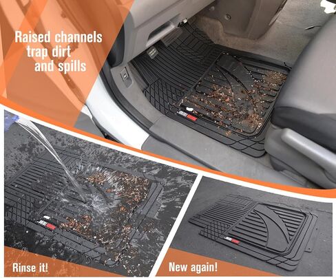 Motor Trend FlexTough™ Advanced Performance Car Floor Mats & Cargo Liner - 4pc HD Rubber Floor Mats & Trunk Mat for Car SUV Van Auto in Saudi Arabia
