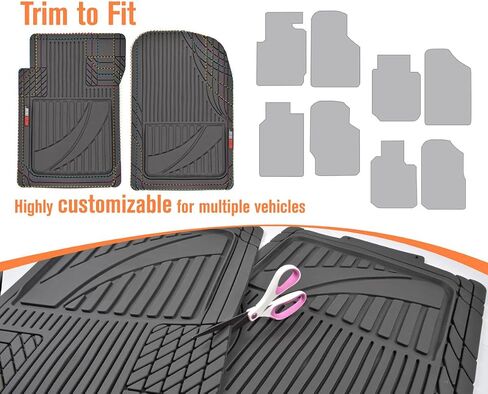 Motor Trend FlexTough™ Advanced Performance Car Floor Mats & Cargo Liner - 4pc HD Rubber Floor Mats & Trunk Mat for Car SUV Van Auto in Saudi Arabia