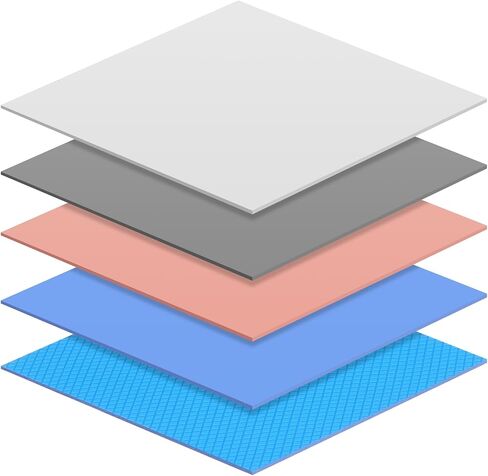 Jingmore 5 Pcs Thermal Pad 100 x 100 x 1.0 mm Heat Resistant Silicone Thermal Pads, Thermal Conductivity 6.0 W/mK, for Laptop Heatsink SSD CPU GPU IC LED Cooler, Pink Blue White Gray Light Blue in Saudi Arabia