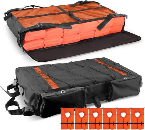 حقيبة تخزين سترة النجاة Bloomoak T-Top، مقاومة للماء من الدرجة البحرية 600D PFD، بدلة تخزين لسترات نجاة من النوع 2، تناسب معظم قوارب T-Top، قمم Bimini وقمم عائمة (سترات النجاة غير متضمنة) in Kuwait