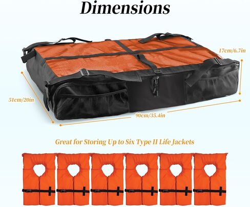 حقيبة تخزين سترة النجاة Bloomoak T-Top، مقاومة للماء من الدرجة البحرية 600D PFD، بدلة تخزين لسترات نجاة من النوع 2، تناسب معظم قوارب T-Top، قمم Bimini وقمم عائمة (سترات النجاة غير متضمنة) in Kuwait