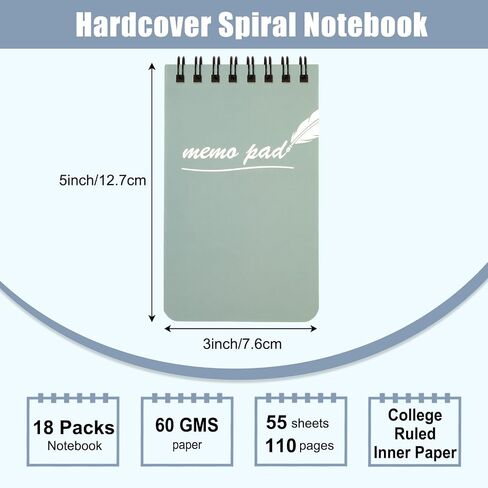 EOOUT 18 Pack Small Spiral Notebooks, 3x5 Mini Notepads Pocket Notebook, Memo Pads with Lined Pages, 9 Candy Colors, 55 Sheets Per Notebook for Home, Office, School and Gifts in Saudi Arabia