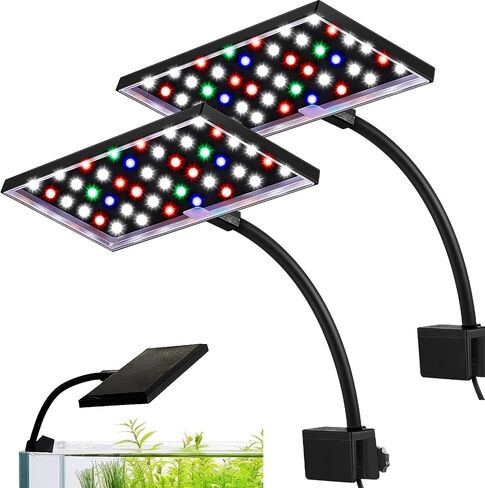 Rossesay 2 Pack Fish Tank Light Clip on LED Aquarium Light 12W 42 LEDs Assemble Aquarium Lamp with White Blue Red Green, 7-14 Inch for 7-22 Inch Planted Tank in Saudi Arabia