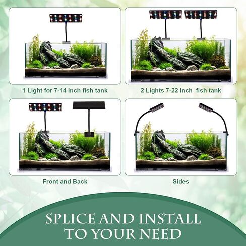 Rossesay 2 Pack Fish Tank Light Clip on LED Aquarium Light 12W 42 LEDs Assemble Aquarium Lamp with White Blue Red Green, 7-14 Inch for 7-22 Inch Planted Tank in Saudi Arabia