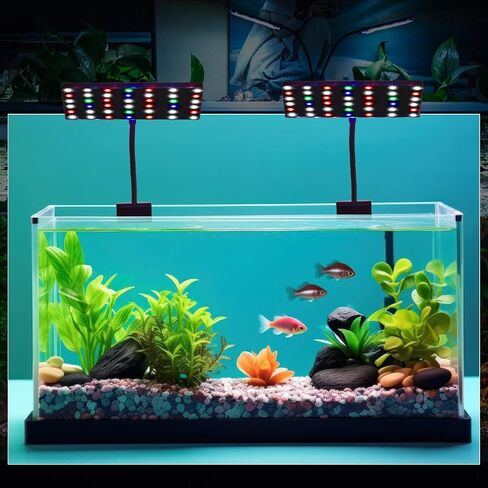 Rossesay 2 Pack Fish Tank Light Clip on LED Aquarium Light 12W 42 LEDs Assemble Aquarium Lamp with White Blue Red Green, 7-14 Inch for 7-22 Inch Planted Tank in Saudi Arabia