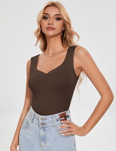 LOMON Women Tank Tops Sweetheart Neck Going Out Tops Slim Fit Double Lined Sleeveless Crop Shirts in Saudi Arabia