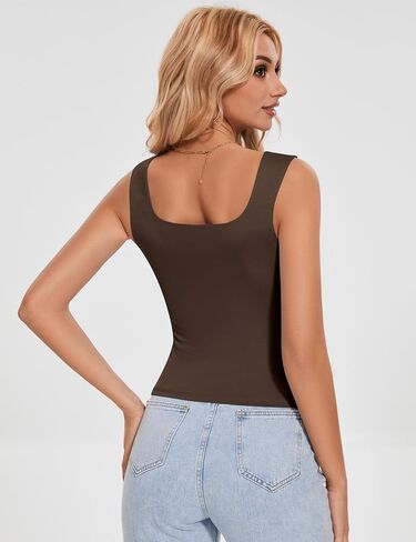 LOMON Women Tank Tops Sweetheart Neck Going Out Tops Slim Fit Double Lined Sleeveless Crop Shirts in Saudi Arabia
