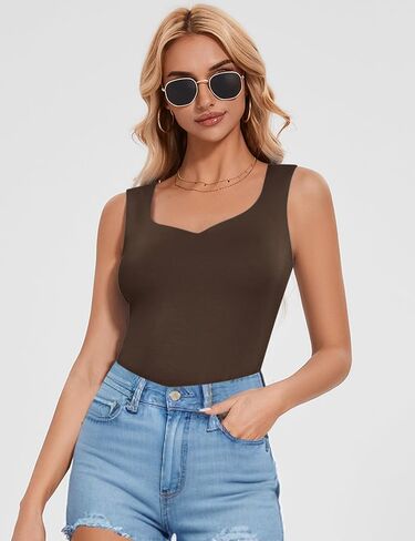 LOMON Women Tank Tops Sweetheart Neck Going Out Tops Slim Fit Double Lined Sleeveless Crop Shirts in Saudi Arabia