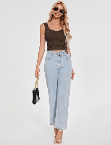 LOMON Women Tank Tops Sweetheart Neck Going Out Tops Slim Fit Double Lined Sleeveless Crop Shirts in Saudi Arabia