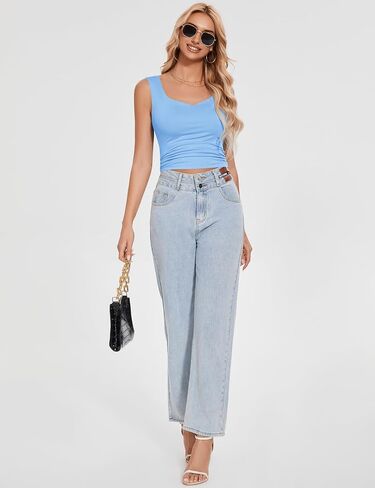 LOMON Women Tank Tops Sweetheart Neck Going Out Tops Slim Fit Double Lined Sleeveless Crop Shirts in Saudi Arabia